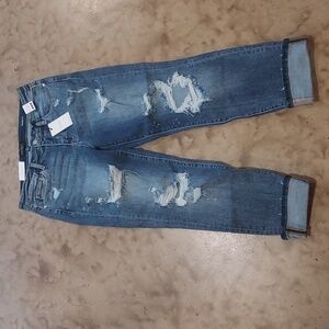 NWT Judy Blue Boyfriend Fit Mid Rise 13/31 Distressed Denim